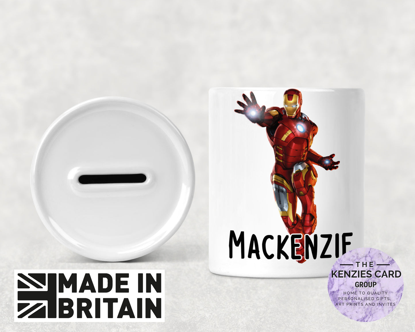 Personalised Iron Man - Marvel Superhero Ceramic Money Box - Piggy Bank