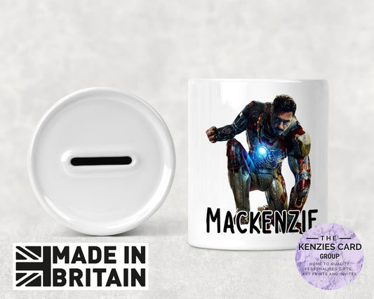 Personalised Iron Man - Marvel Superhero Ceramic Money Box - Piggy Bank