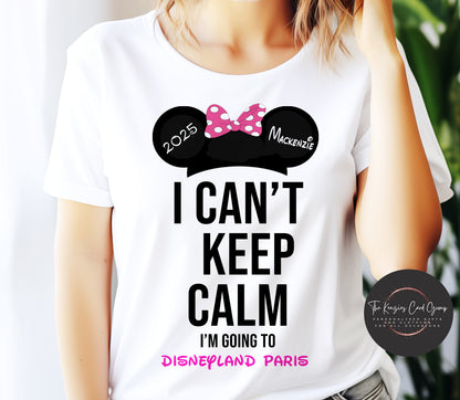 Personalised Disneyland Paris 2025 T-Shirts Matching Family First Disney Trip - Minnie Edition