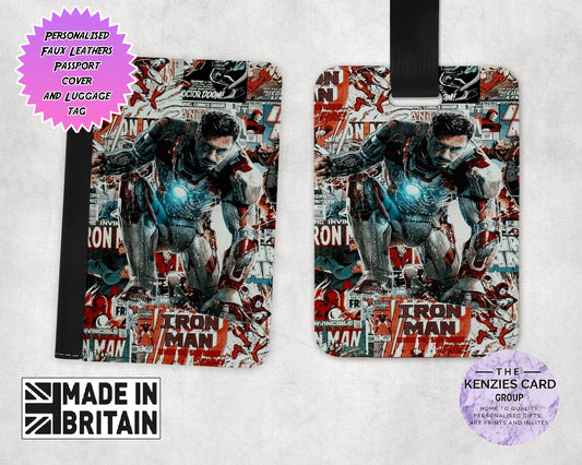 Personalised Dinsey Marvel Iron Man Passport Cover and Luggage Tag Sets