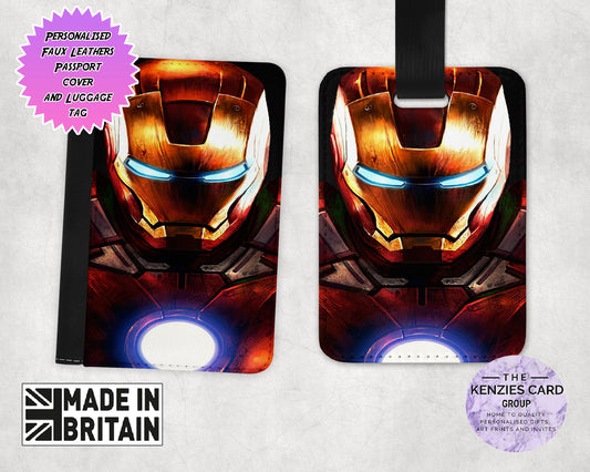 Personalised Dinsey Marvel Iron Man Passport Cover and Luggage Tag Sets