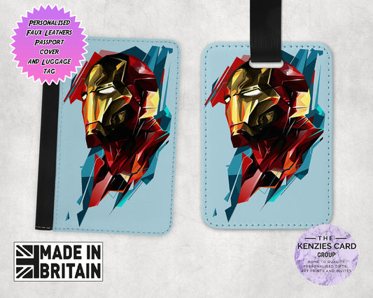 Personalised Dinsey Marvel Iron Man Passport Cover and Luggage Tag Sets