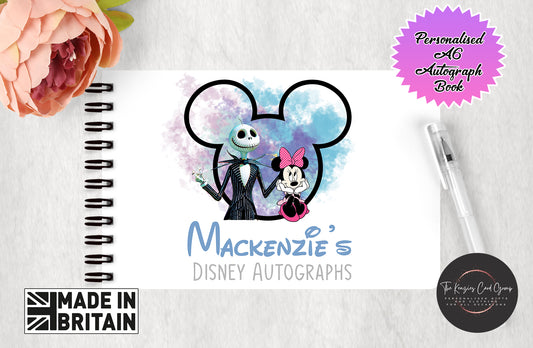 Personalised Disney Autograph Book - Jack Skellington and Minnie Mouse Edition V2
