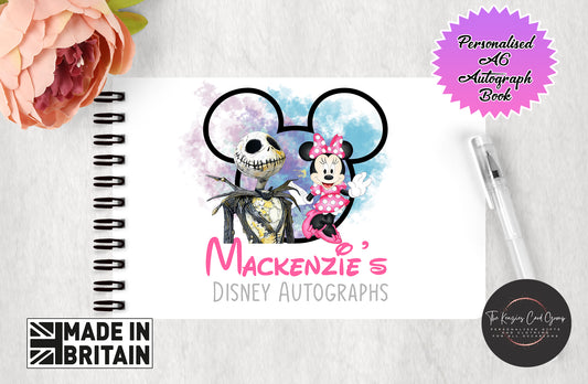 Personalised Disney Autograph Book - Jack Skellington and Minnie Mouse Edition V3