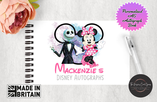 Personalised Disney Autograph Book - Jack Skellington and Minnie Mouse Edition V4