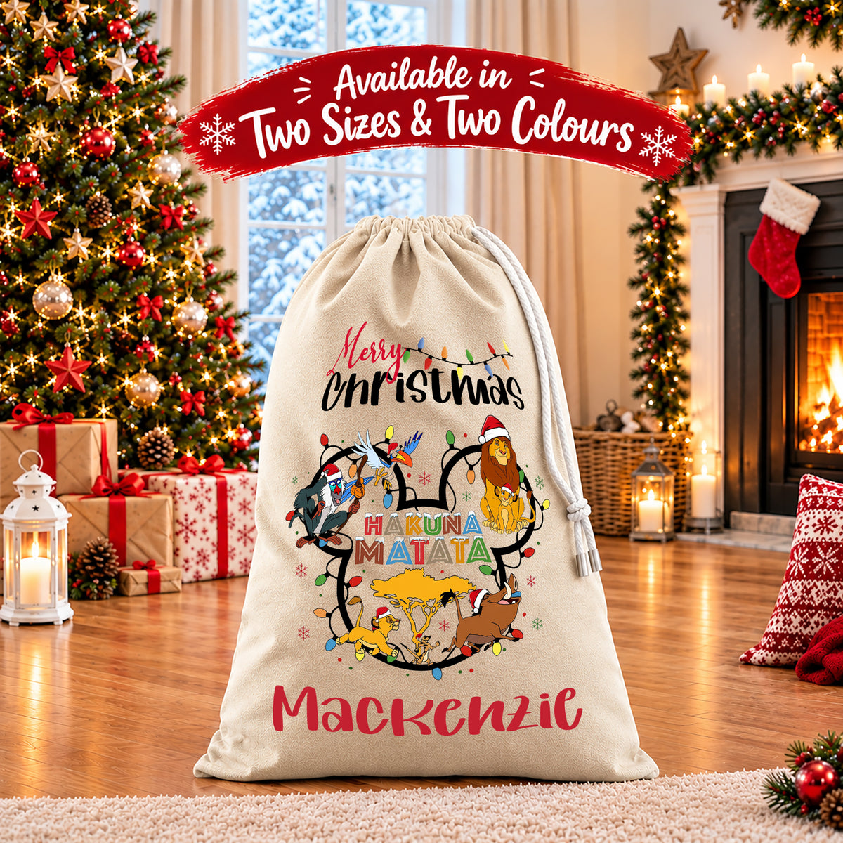 Personalised Christmas Santa Sack Gift Sack Gift Bag - Lion King Edition V3