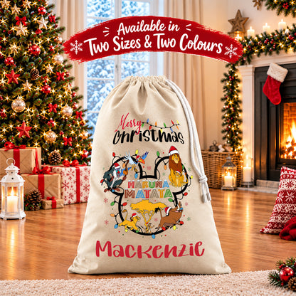 Personalised Christmas Santa Sack Gift Sack Gift Bag - Lion King Edition V3