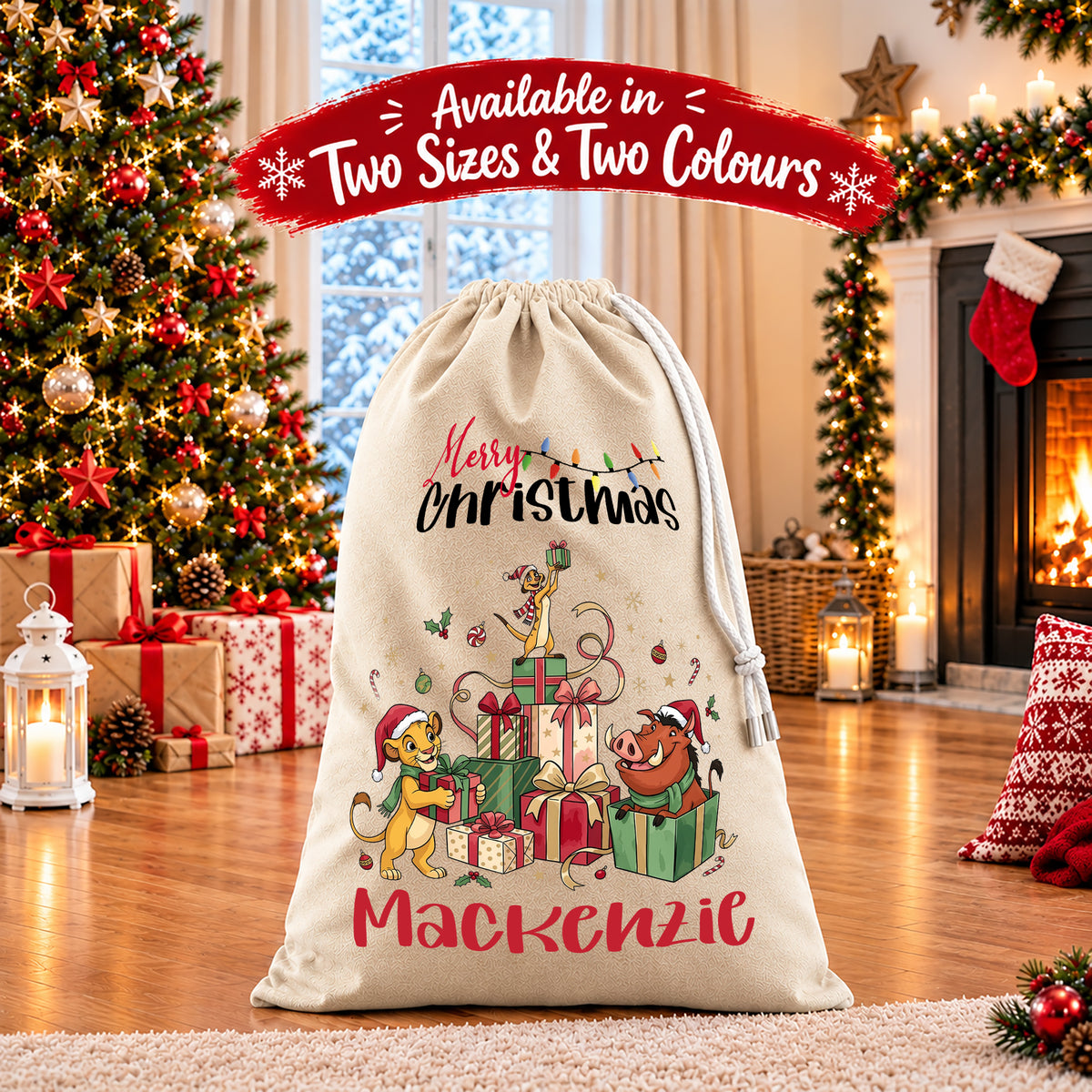 Personalised Christmas Santa Sack Gift Sack Gift Bag - Lion King Edition V1