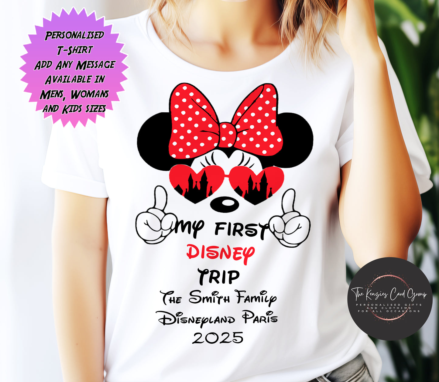 Personalised Disneyland Paris 2025 T-Shirts Matching Family First Disney Trip - Minnie Edition