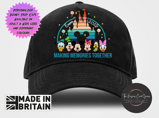 Personalised Disneyworld / Disneyland Paris Matching Family Caps - Disney Castle Fab Five Edition