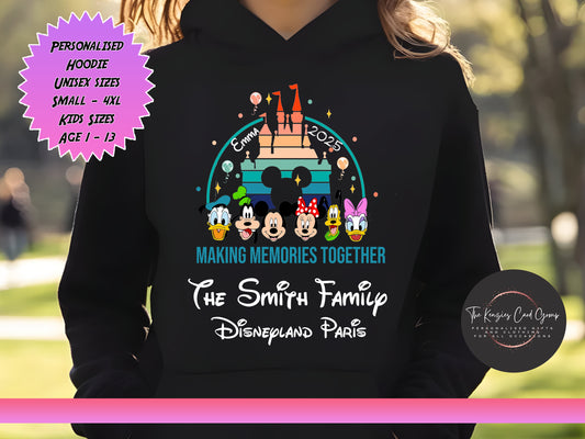 Personalised Disney Family Trip Hoodie - Fab Five Making Memories Edition