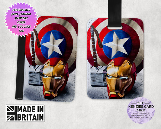 Personalised Dinsey Marvel Captain America  Passport Cover and Luggage Tag Sets
