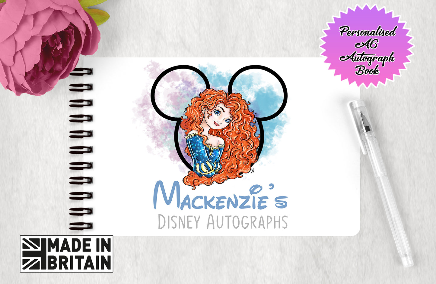 Personalised Disney Autograph Book - Princess Merida  Brave Edition V1