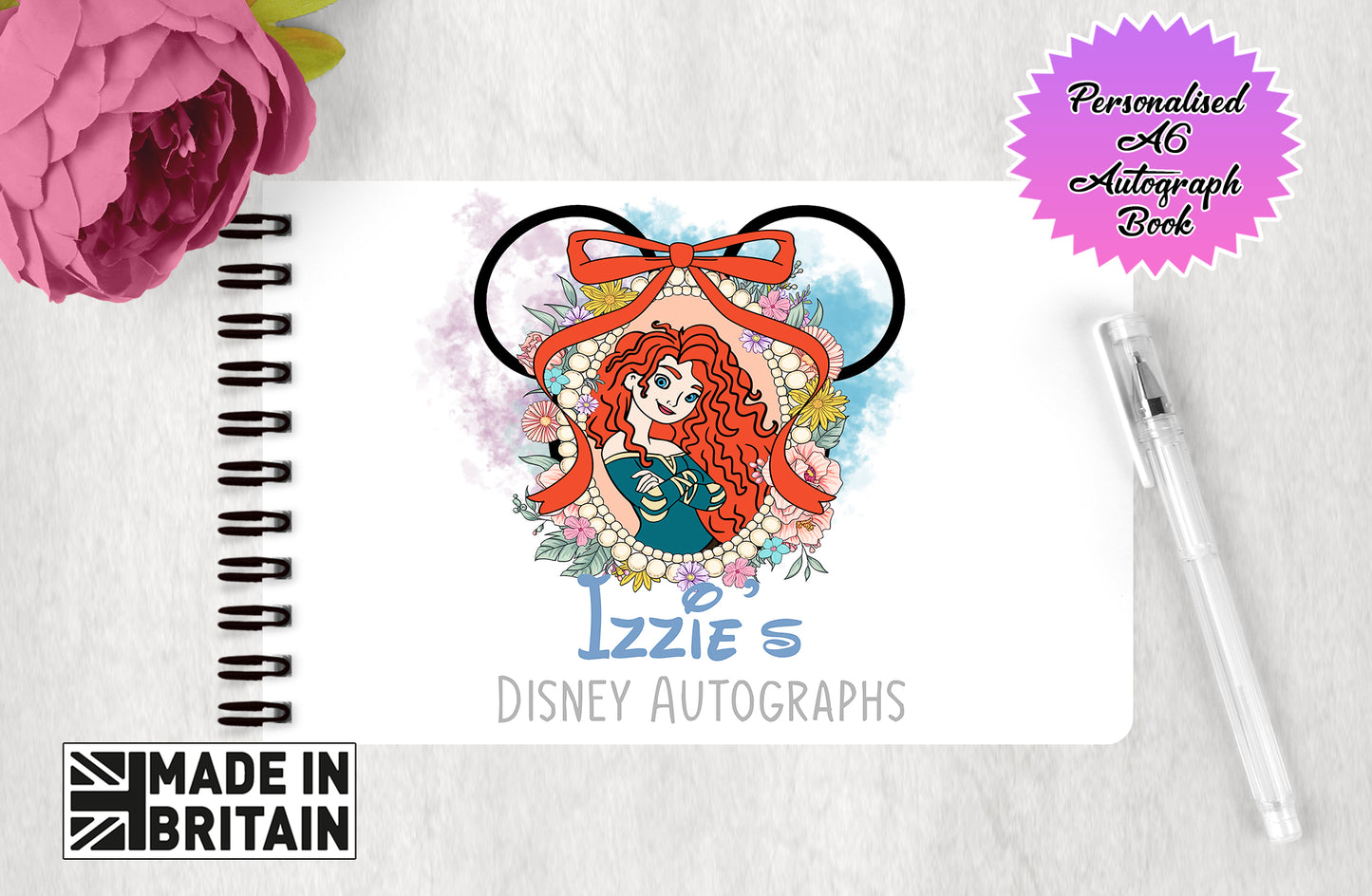 Personalised Disney Autograph Book - Princess Merida  Brave Edition V4