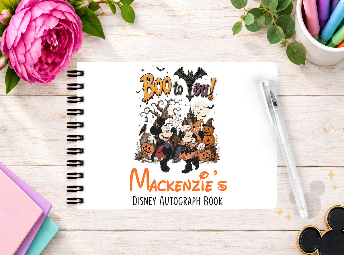 Personalised Disney Autograph Book -  Disney Fab Five Halloween Edition