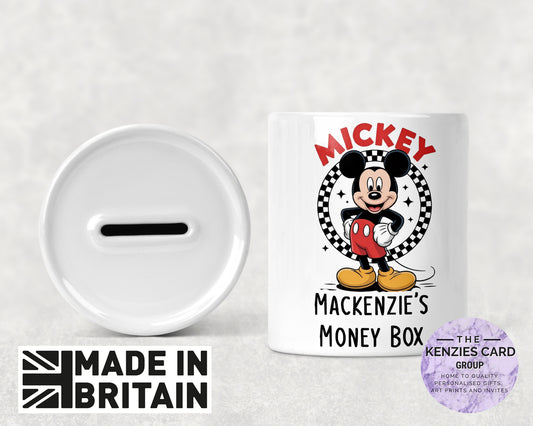 Personalised Mickey Mouse - Holiday Fund, Savings Money Box - V1