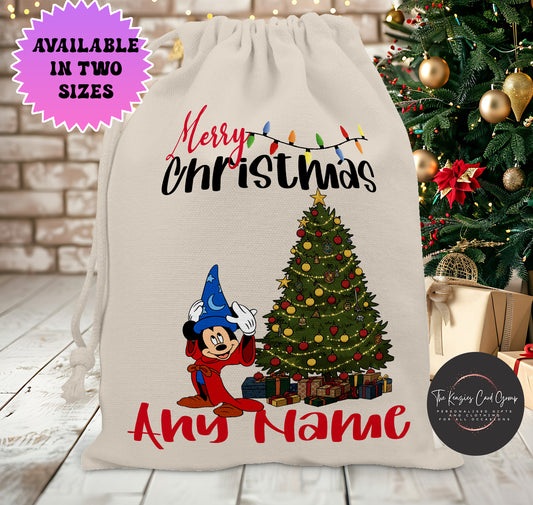 Personalised Gamer Christmas Stock Gift Sack - Disney Mickey Sorcer Mickey Edition