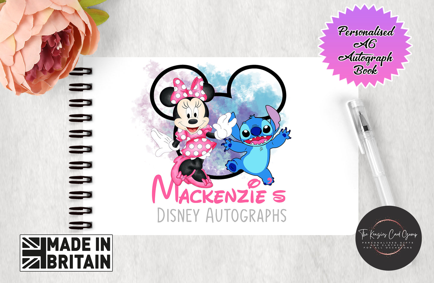 Personalised Disney Autograph Book - Minnie Mouse and Stitch Edition - 2025 V1