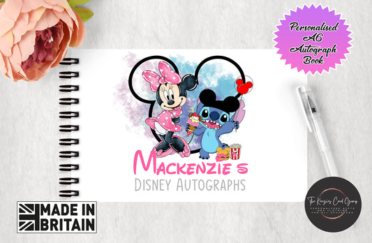 Personalised Disney Autograph Book - Minnie Mouse and Stitch Edition - 2025 V3