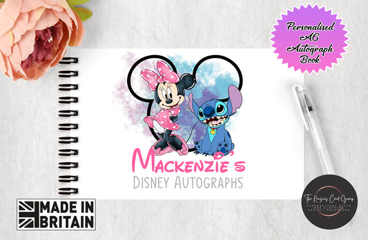 Personalised Disney Autograph Book - Minnie Mouse and Stitch Edition - 2025 V2