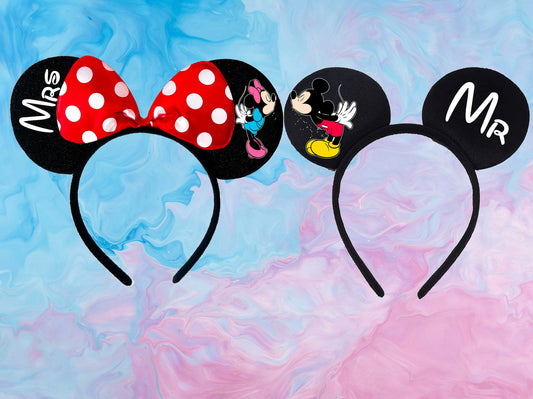 Personalised Disney Mickey & Minnie Family Ears Headband - Mr and Mrs Edition