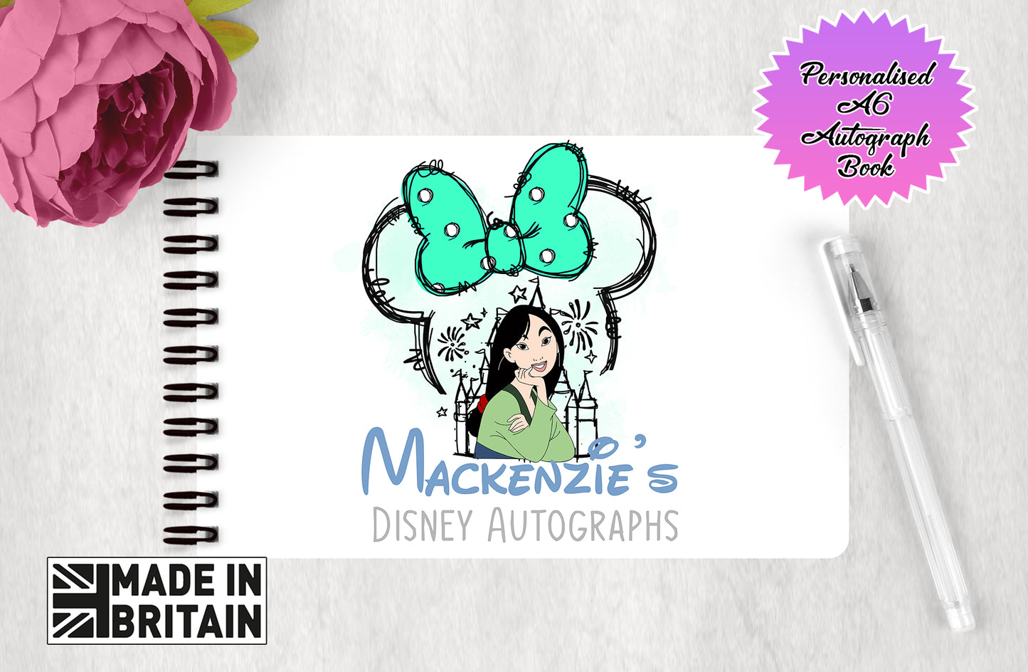 Personalised Disney Autograph Book - Mulan Edition V3