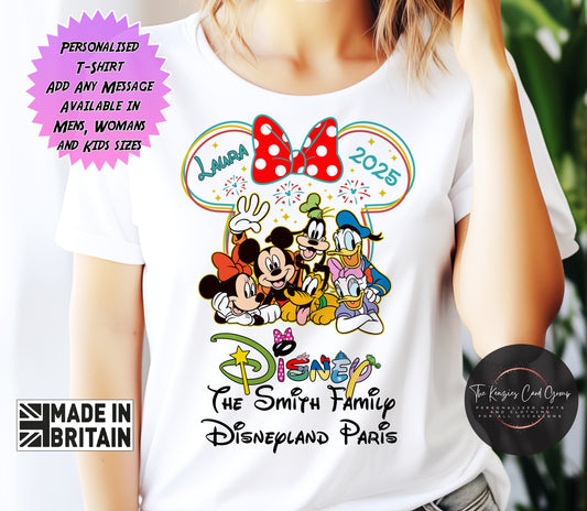 Personalised Disneyland Paris Minnie Mouse Bow Fab Five Matching Family T Shirt V1