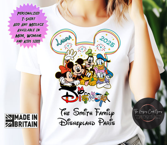 Personalised Disneyland Paris Mickey Mouse Fab Five Matching Family T Shirt V1