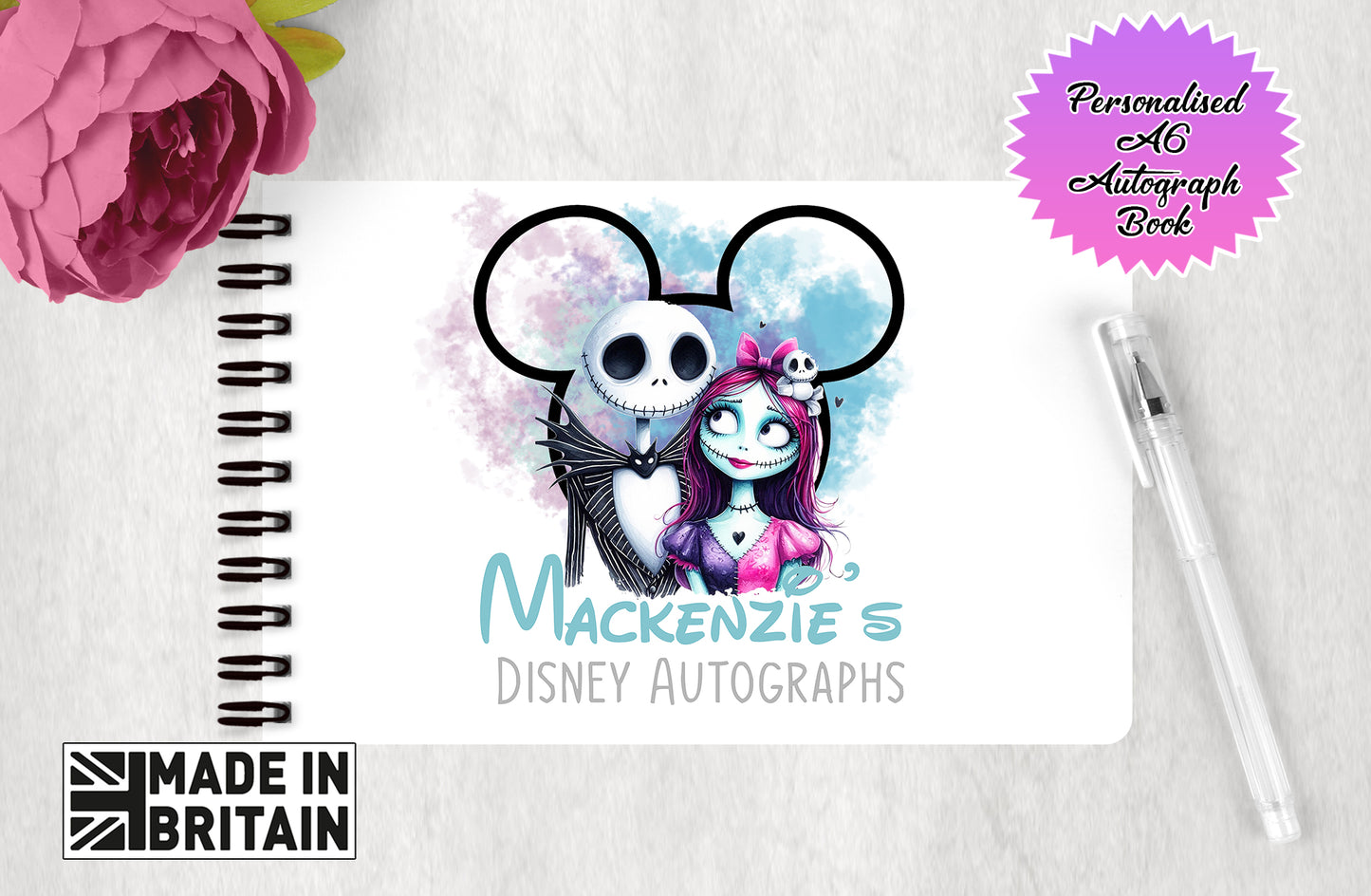 Personalised Disney Autograph Book - Nightmare Before Christmas - Jack and Sally Edition