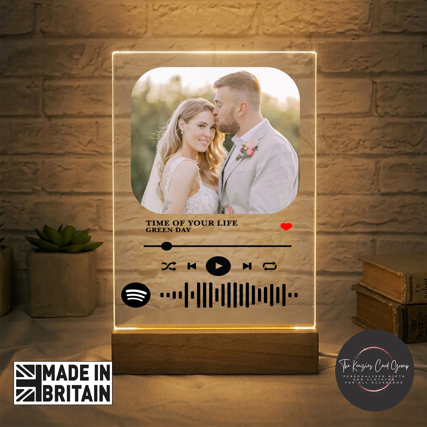 Personalised Spotify Photo Plaque with LED Light | Custom Music Gift