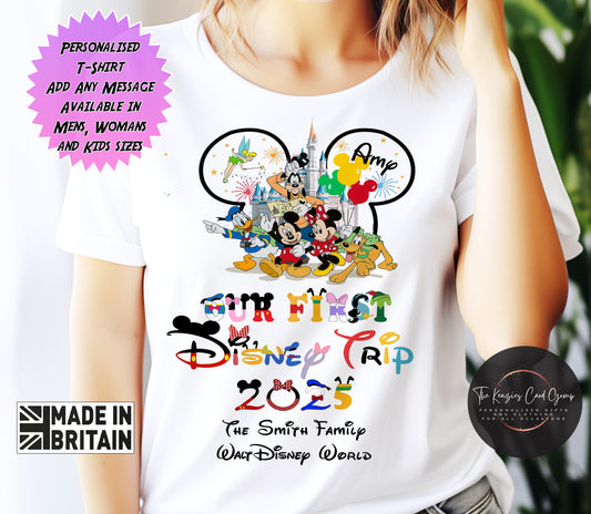 Personalised Disneyland Paris Disney World Our First Disney Trip T-Shirts Matching Family Disney Trip 2025 - Mickey Edition