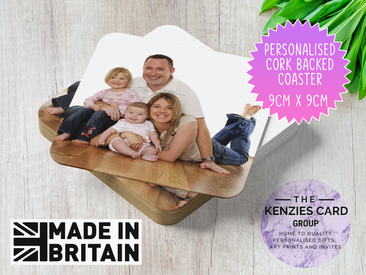 Personalised Glossy Woodern Photo Coaster Set  - 9cm x 9cm Edition