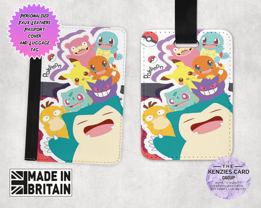 Personalised Pokemon Pikachu Passport Cover and Luggage Tag Sets