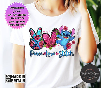 Personalised Disney Lilo and Stitch - Stitch Love and Peace Design