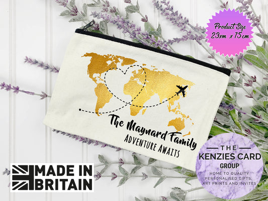 Personalised Passport Travel Documents Holder Pouch - Passport Wallet - Gold Edition