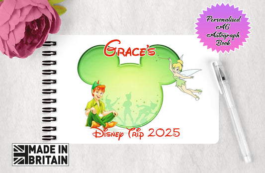 Personalised Disney Autograph Book - Peter Pan and Tinkerbell Edition V1