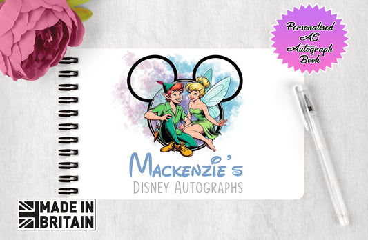 Personalised Disney Autograph Book - Peter Pan and Tinkerbell Edition V2