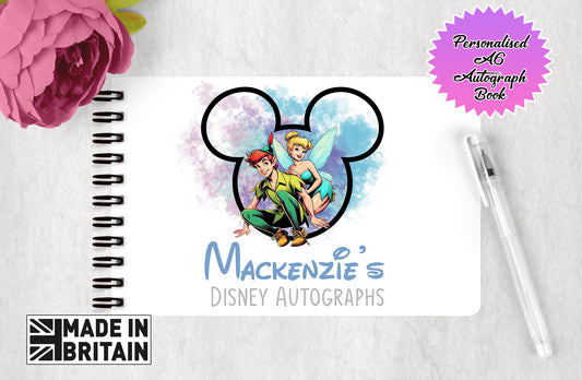 Personalised Disney Autograph Book - Peter Pan and Tinkerbell Edition V3