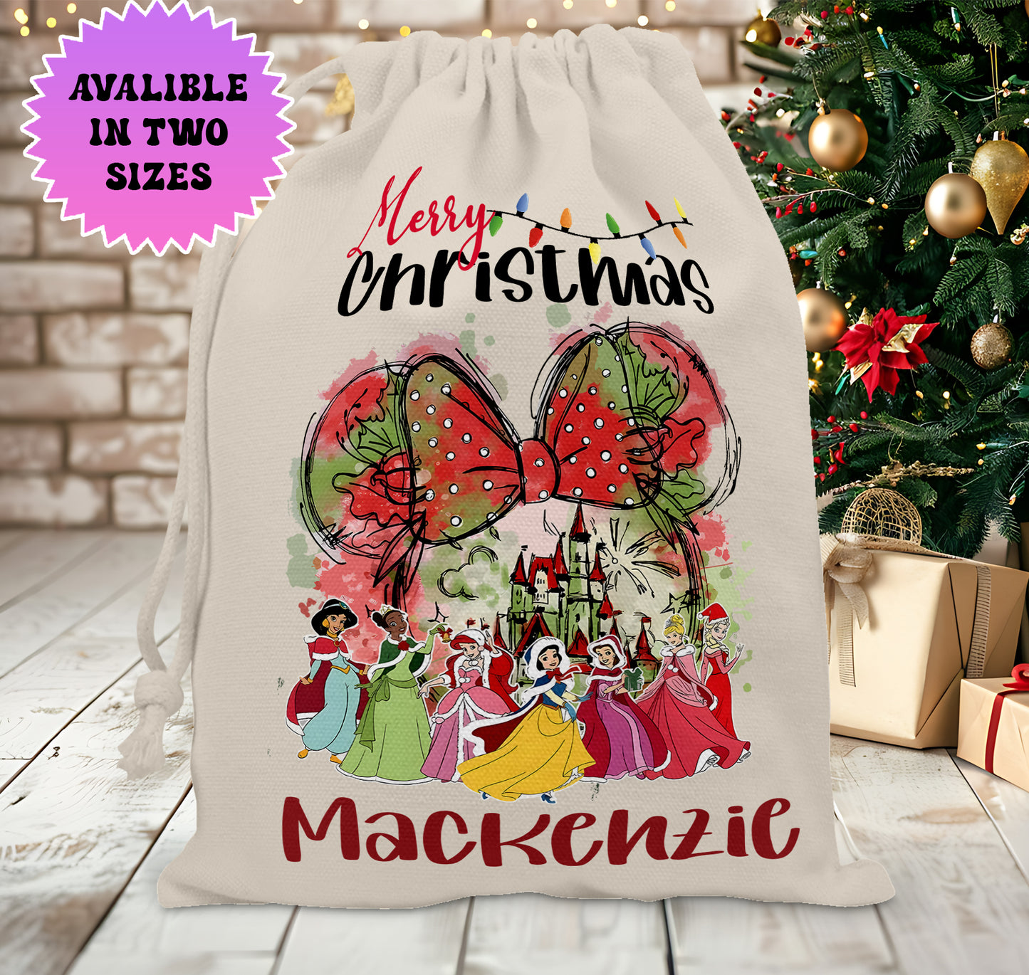 Personalised Disney Christmas Santa Sack Stocking Gift Sack - Disney Princess Edition (Copy)
