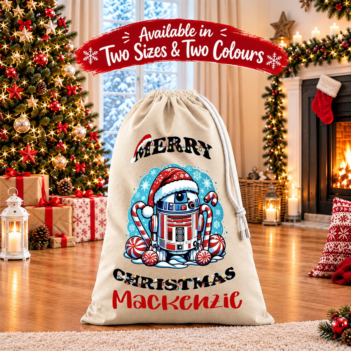 Personalised Christmas Santa Sack Gift Sack Gift Bag - Star Wars R2D2 Edition