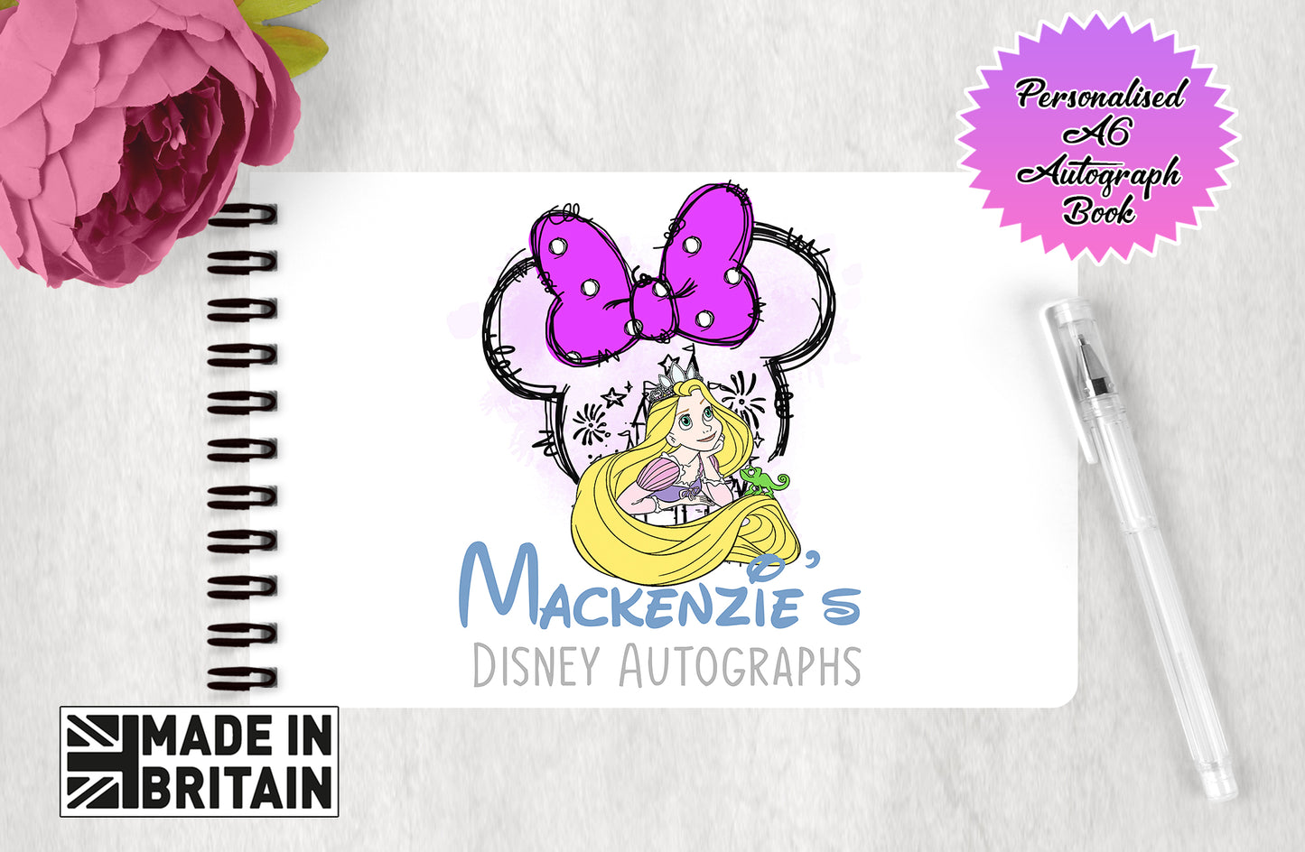 Personalised Disney Autograph Book - Disney Princess Rapunzel Edition v2