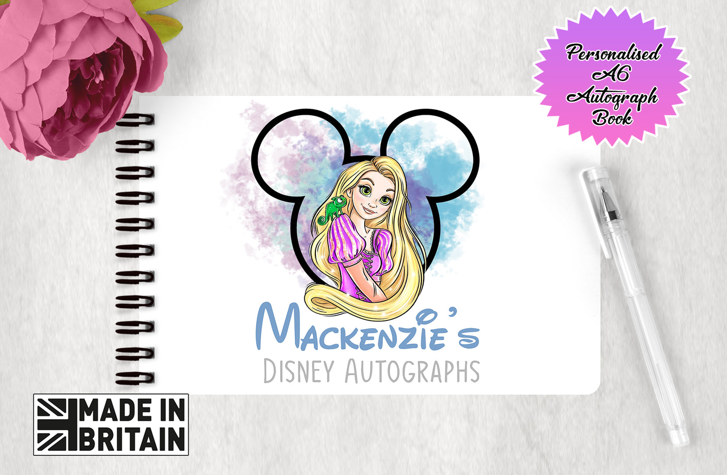 Personalised Disney Autograph Book - Disney Princess Rapunzel Edition v3