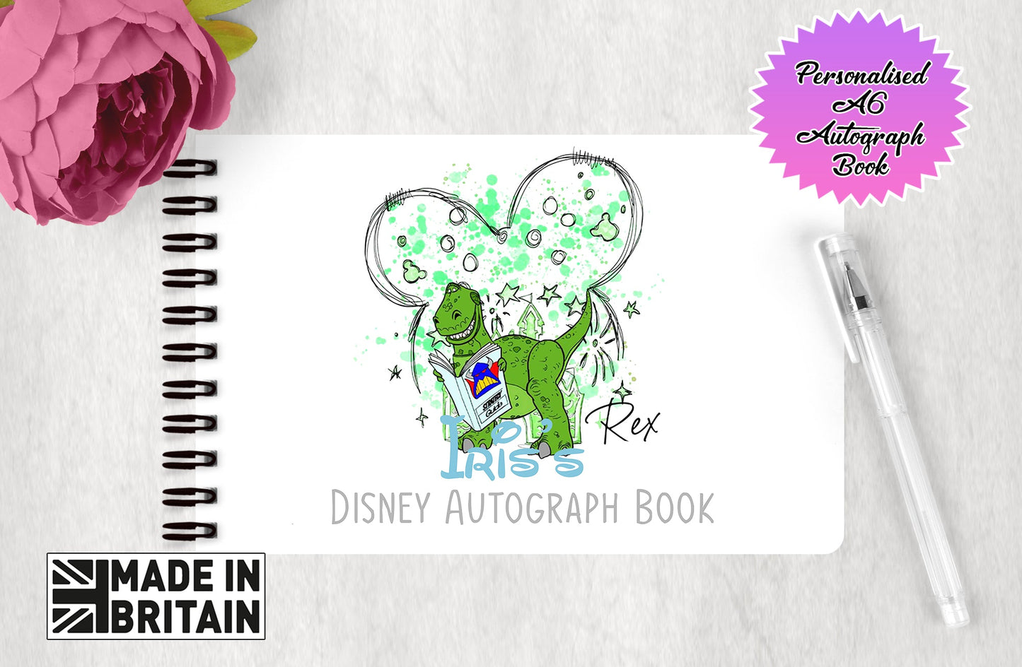 Personalised Disney Pixar Autograph Book -  Toy Story Rex Edition -