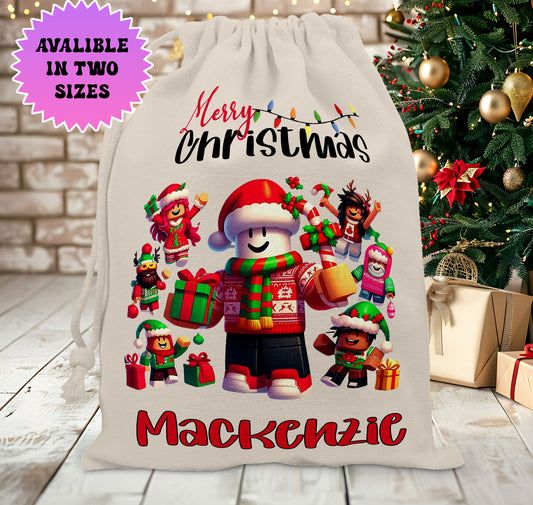 Personalised Gamer Christmas Stock Gift Sack - Roblox Christmas Editon