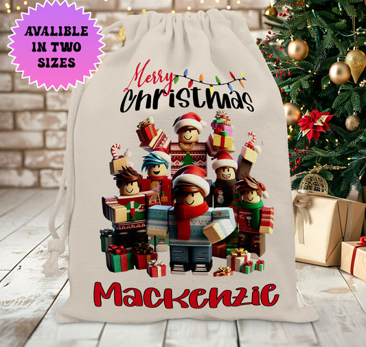 Personalised Gamer Christmas Stock Gift Sack - Roblox Christmas Editon