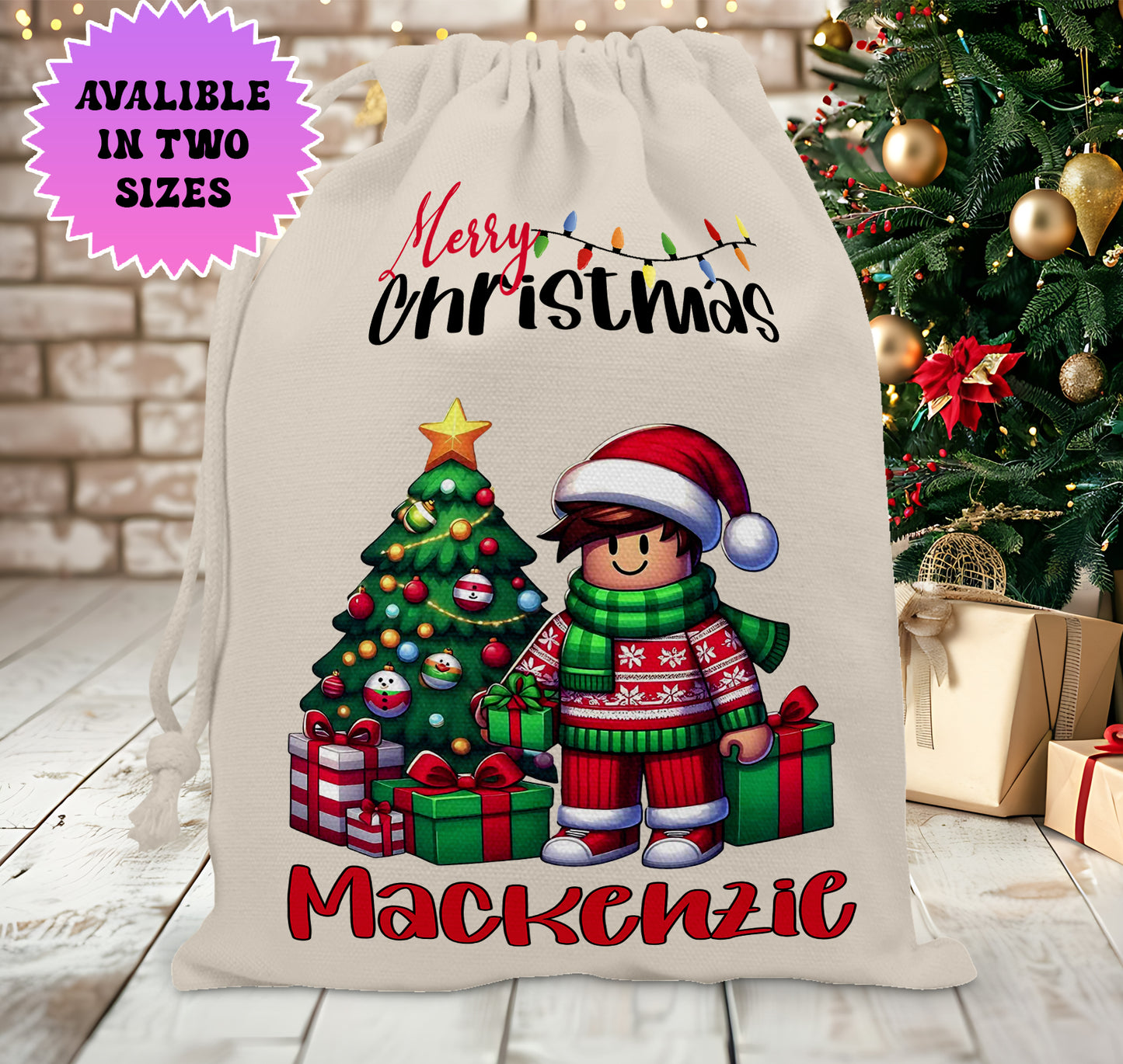 Personalised Gamer Christmas Stock Gift Sack - Roblox Christmas Editon