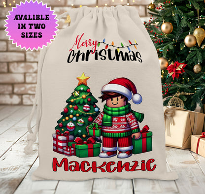 Personalised Gamer Christmas Stock Gift Sack - Roblox Christmas Editon