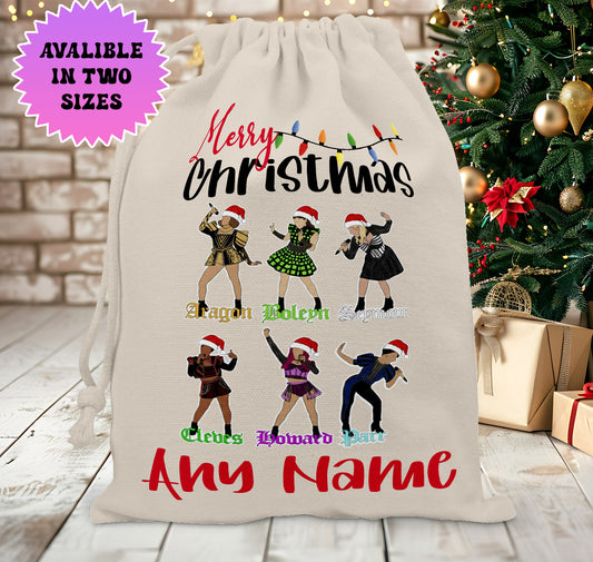 Personalised Six The Musical Christmas Santa Sack Stocking Gift Sack