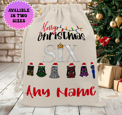 Personalised Six The Musical Christmas Santa Sack Stocking Gift Sack