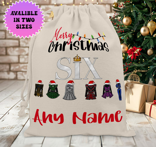 Personalised Six The Musical Christmas Santa Sack Stocking Gift Sack